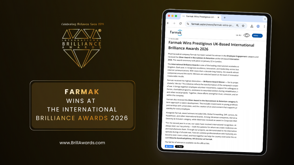 Farmak Wins International Brilliance Awards™ 2026