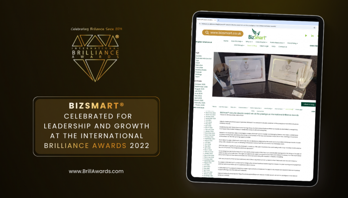 BizSmart® Celebrated for Leadership and Growth at the International Brilliance Awards™ 2022