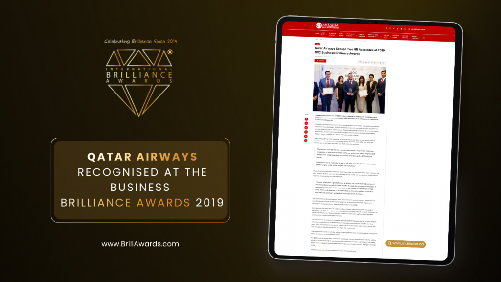 Qatar Airways Recognised at the Business Brilliance Awards 2019