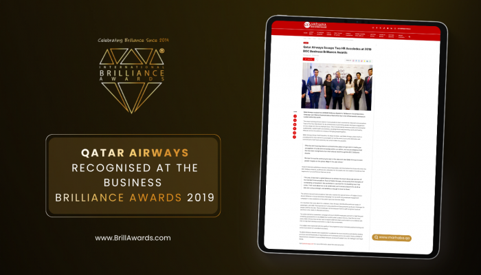 Qatar Airways Recognised at the Business Brilliance Awards 2019
