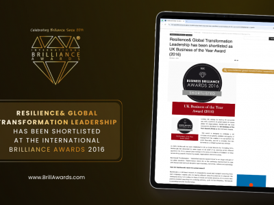 Resilience& Shortlisted at the International Brilliance Awards™ 2016