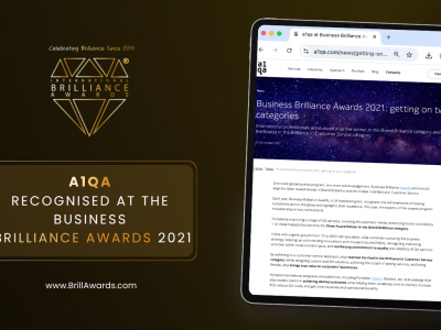 a1qa Recognised at the Business Brilliance Awards 2021